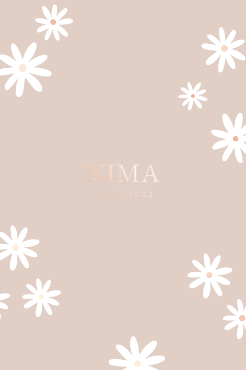 Lieflijk Roze: Geboortekaartje met Betoverende Madeliefjes