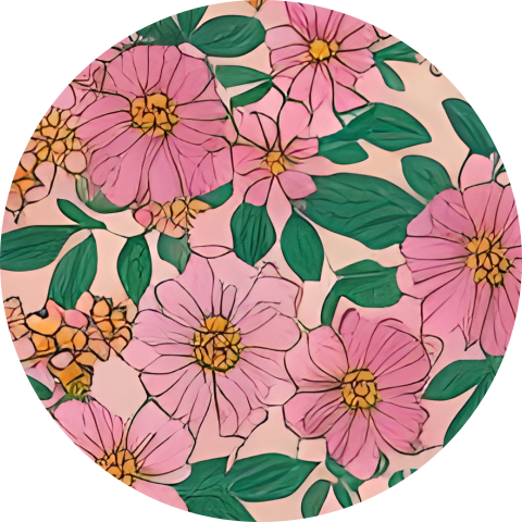 Sluitzegel met roze getekende bloemen (per vel, 25 stickers op één vel)