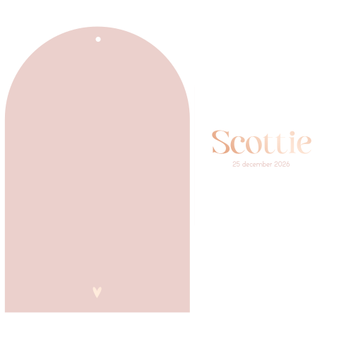 Roze geboortekaartje bestaande uit twee delen