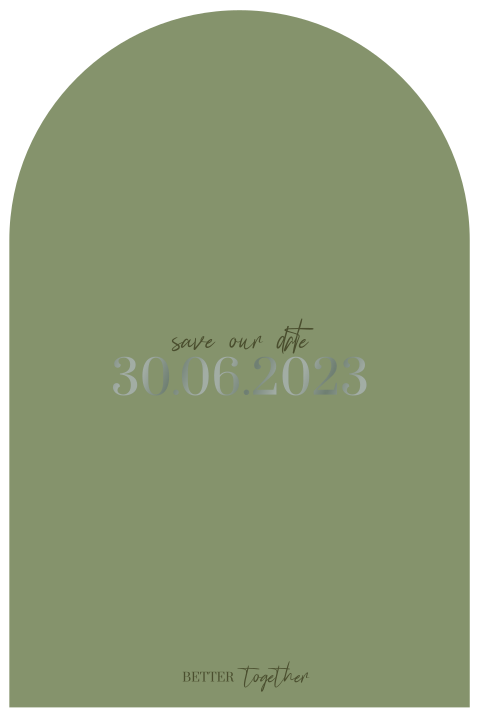 Groene boog save the date kaart met groene folie