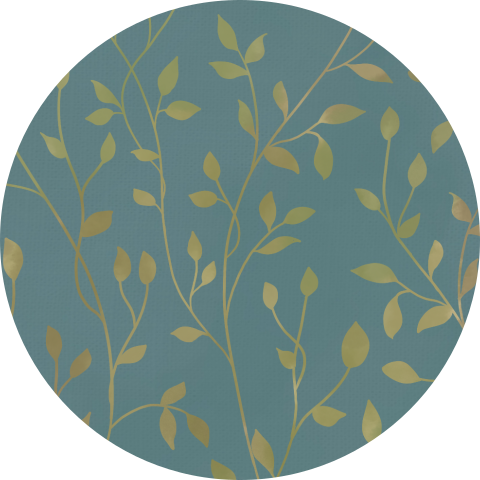 Blauwe sluitzegel met groene blaadjes (per vel, 25 stickers op één vel)