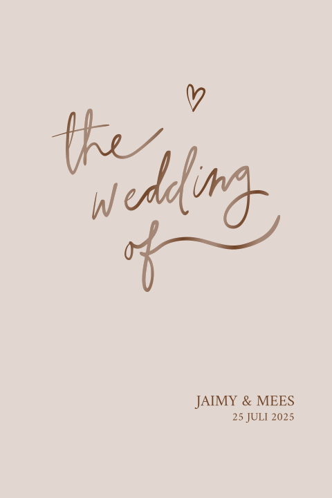 Save the date met sierlijke letters in chocoladekleur
