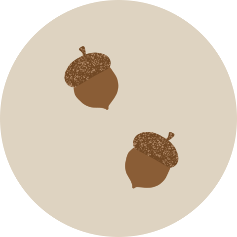 Sluitzegel met eikels (per vel, 25 stickers op één vel)
