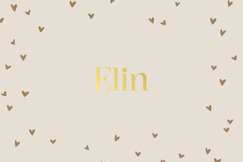 Beige geboortekaartje – Bruine hartjes en goudfolie