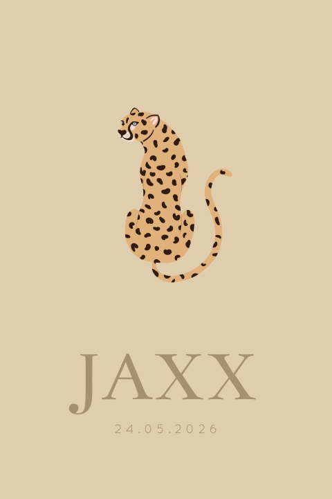 Geboortekaartje met panter - beige dieren