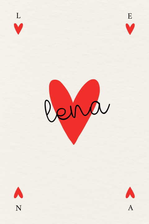 Speelkaart geboortekaartje met hartjes