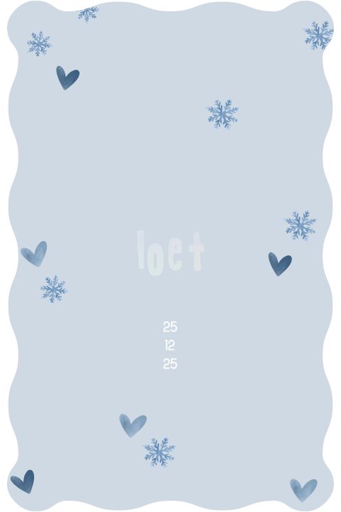 Blauw winters geboortekaartje met holografische folie