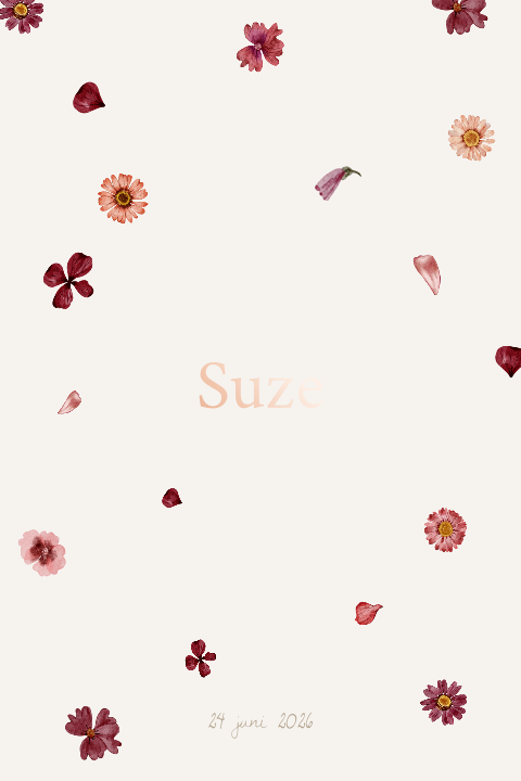 Lief geboortekaartje – Rode bloemen