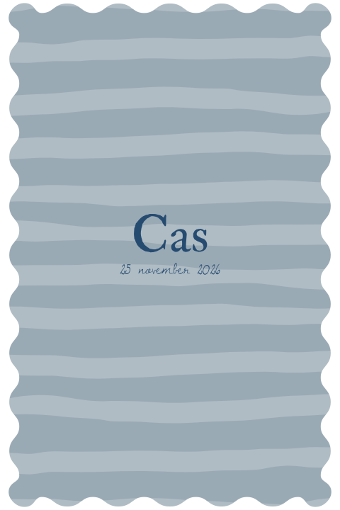 Blauw geboortekaartje met golfrand en strepen