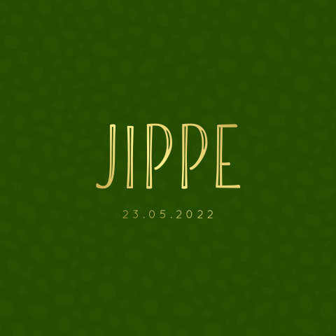 Vierkante geboorteposter met naam en print - groen en goud