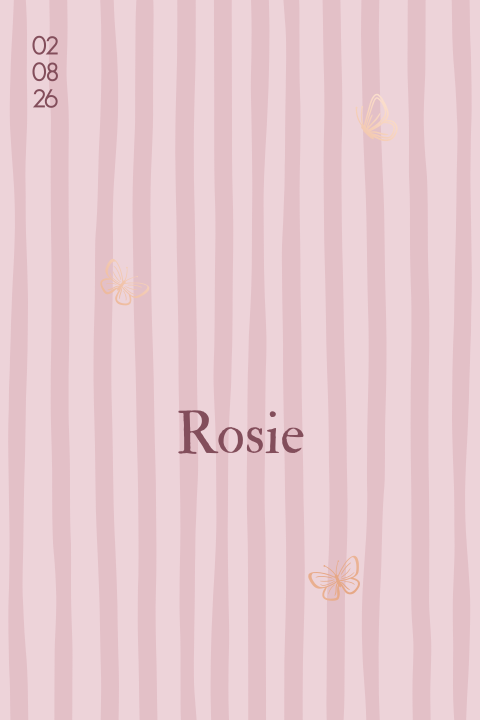 geboortekaartje-roze-strepen-vlinders