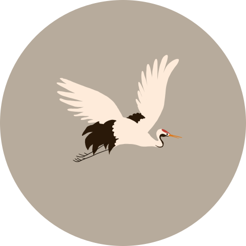 Sluitzegel met kraanvogel (per vel, 25 stickers op één vel)