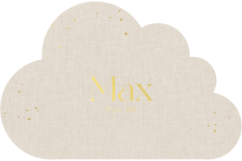 Beige geboortekaartje in wolkvorm – Linnen look