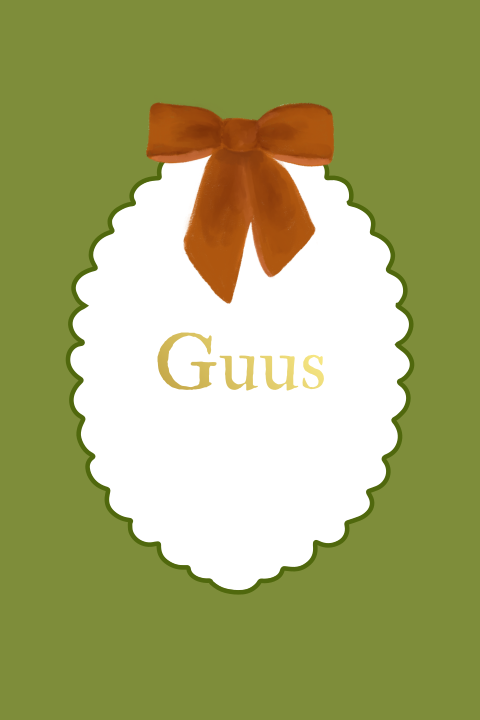 Groen Geboortekaartje met Terracotta Strik