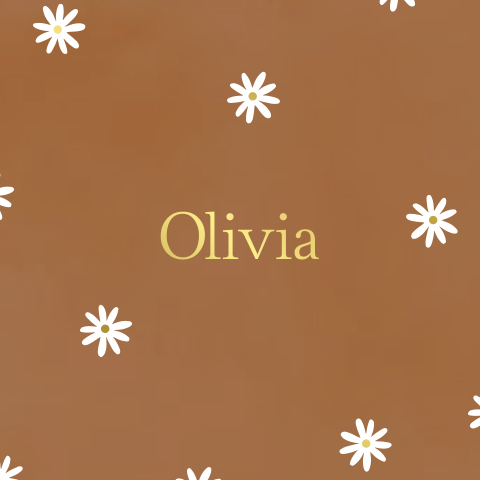 Geboortekaartje bruin met madeliefjes en goudfolie