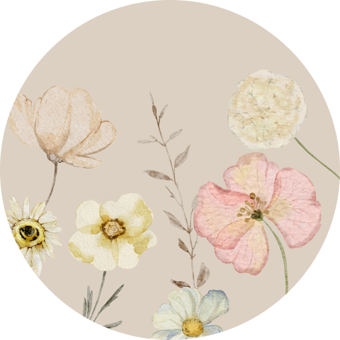 Sluitzegel met droogbloemen in beige (per vel, 25 stickers op één vel)