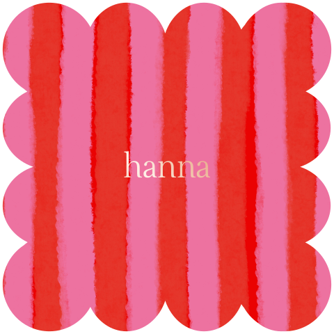 Roze met rood gestreept kaartje. Met golfrand en roségoude folie