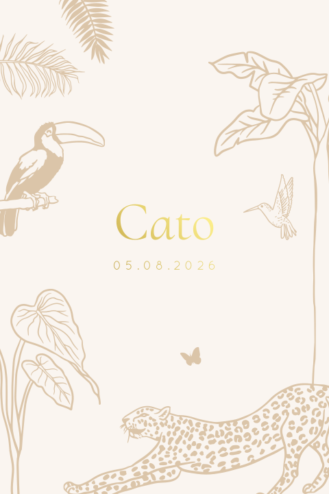 Jungle dieren - geboortekaartje beige