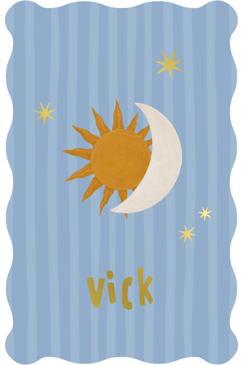 Geboortekaartje met zon, maan en sterren