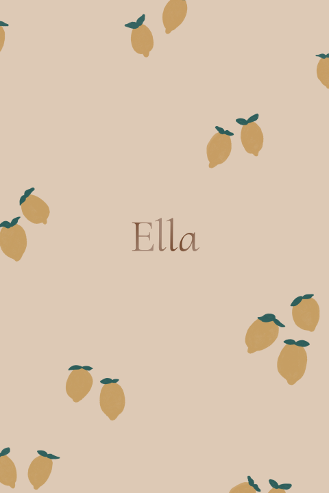 Lief geboortekaartje met citroenen en foliedruk