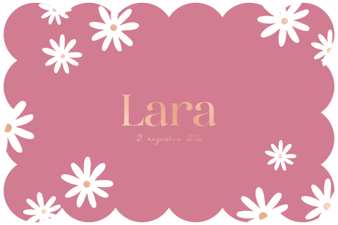 Roze geboortekaartje – Golfrand en bloemen