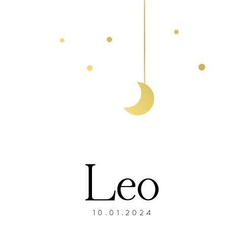 Geboortekaartje Sterrenhemel - wit met goudfolie