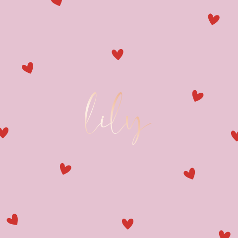 Lief roze geboortekaartje met hartjes