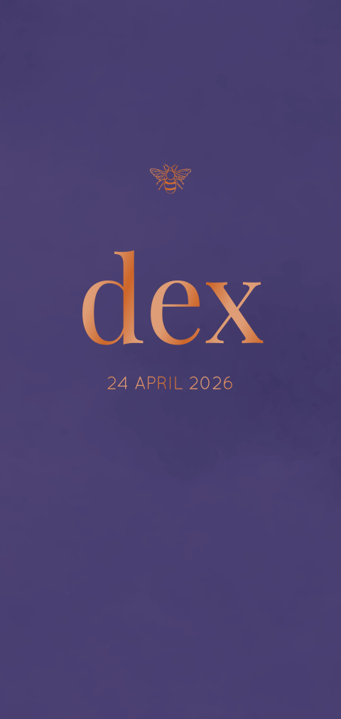 Stoer geboortekaartje met bij - blauw