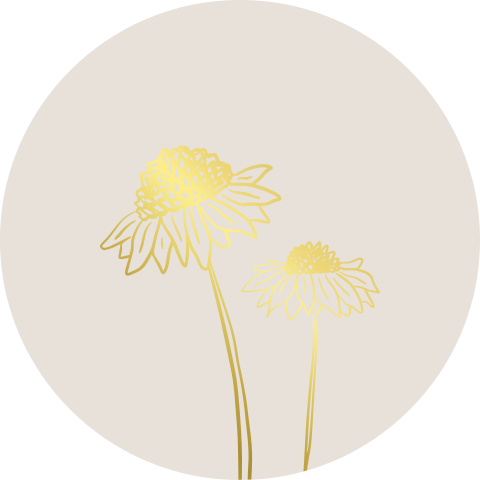 Lieve sluitzegel met bloemen in goudfolie (per vel, 25 stickers op één vel)