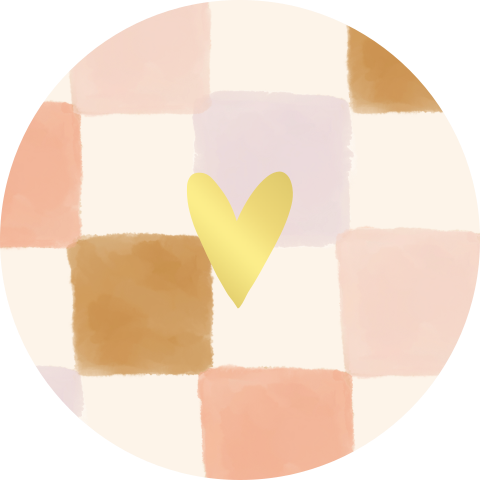 Sluitzegel met ruitjes en hartje (per vel, 25 stickers op één vel)