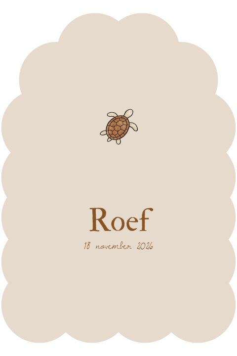 Beige geboortekaartje met schildpad