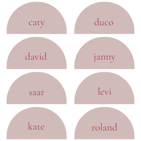 Romantische Roze halfronde naamkaartjes