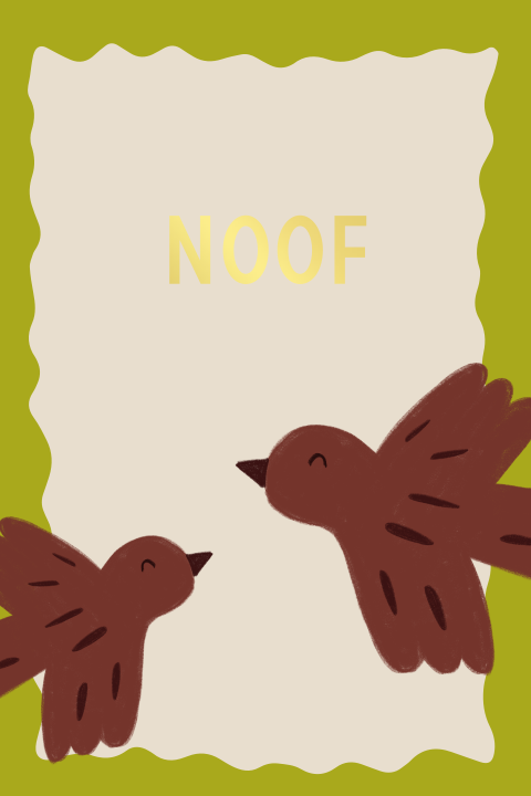 Groene Poster met Golfrand en Vogels – Persoonlijk met Naam