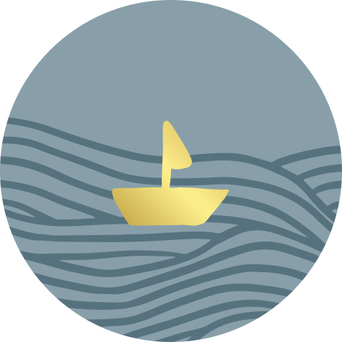 Sluitzegel met bootje (per vel, 25 stickers op één vel)