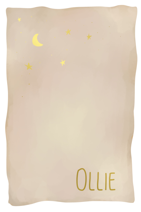 Speels beige geboortekaartje met maan en sterren