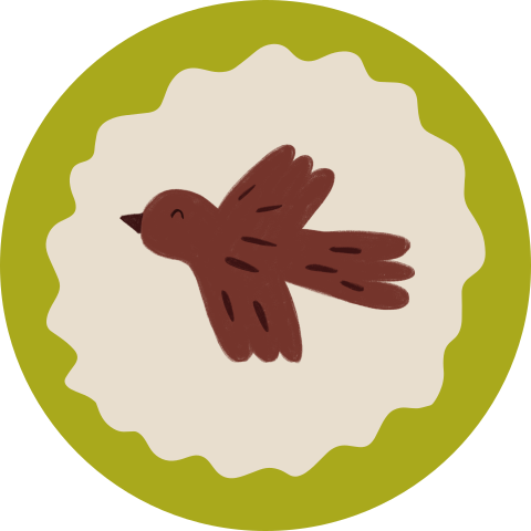 Groene Sluitzegel met Golfrand en Vogel (per vel, 25 stickers op één v