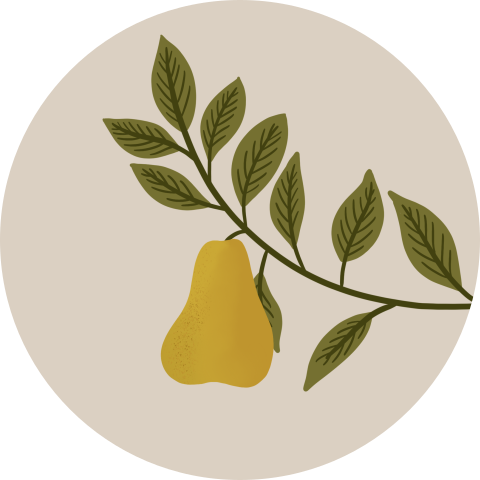 Sluitzegel met peer (per vel, 25 stickers op één vel)