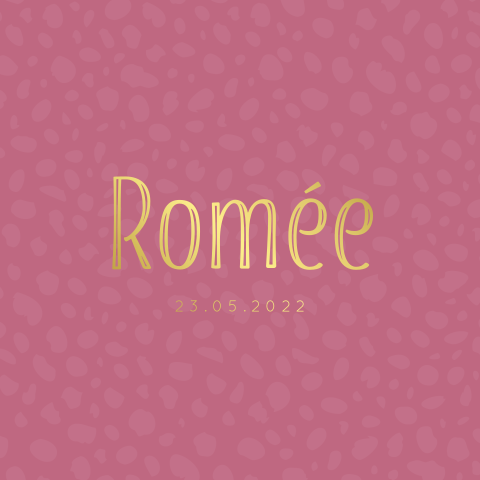 Geboorteposter met naam in goudfolie - roze met print