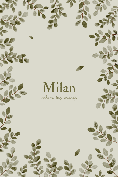 Groen geboortekaartje – Blaadjesrand