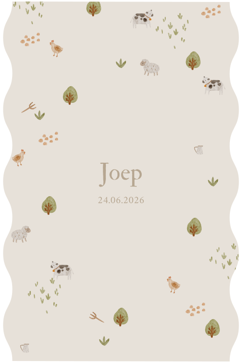 Boerderij geboortekaartje met golfrand