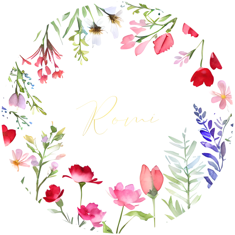 Fleurig rond geboortekaartje met veldbloemen