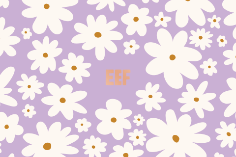 Lila geboortekaartje met grote bloemen