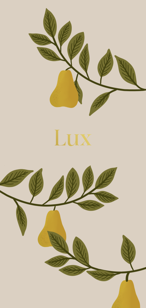 Langwerpig geboortekaartje met peren