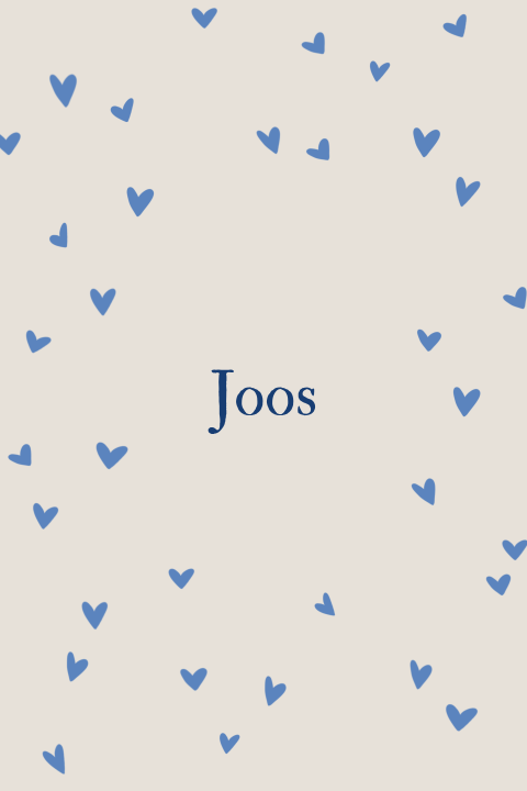 Neutraal geboortekaartje met blauwe hartjes