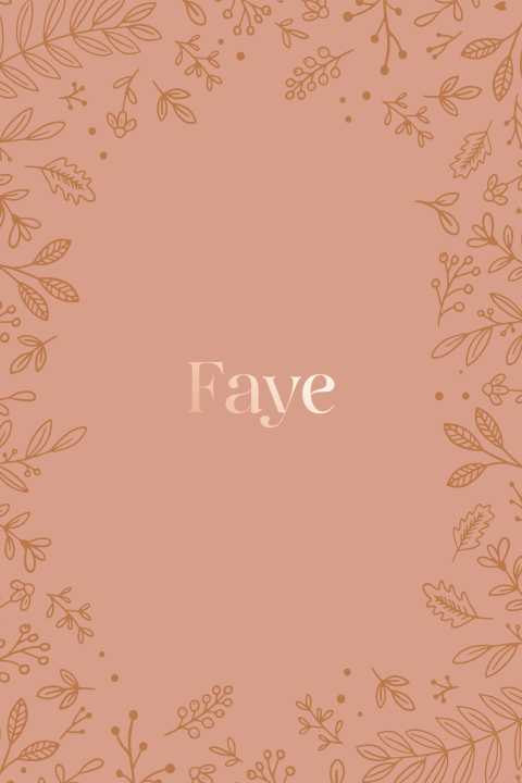 Peach geboortekaartje – Takjes en bloemetjes