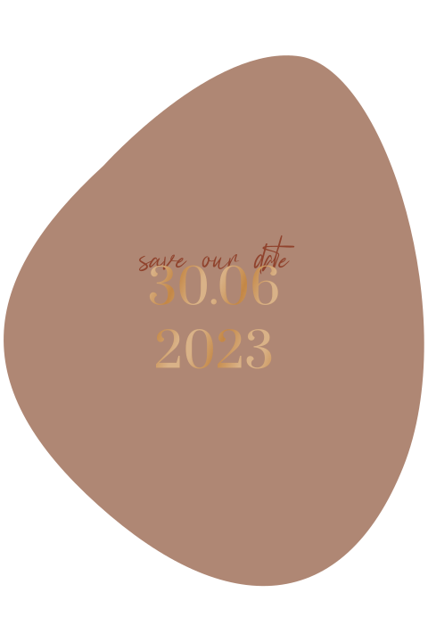 Unieke Organische Save the Date in Bruin met Koperfolie Datum