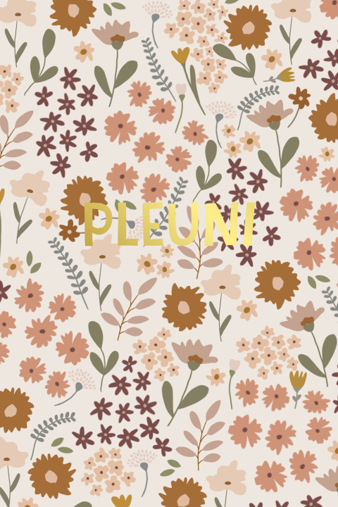 Geboortekaartje met bloemenpatroon en goudfolie