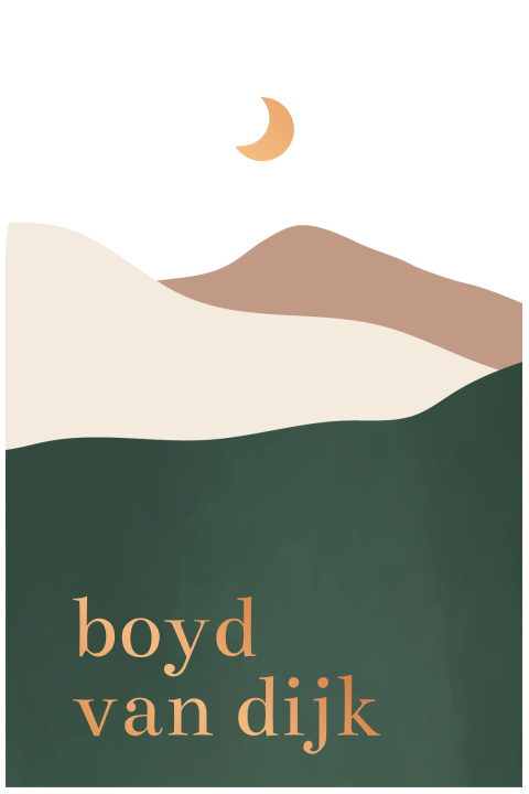 Geboortekaartje in boogvorm met koperfolie met maan - groen