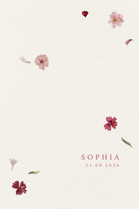 Minimalistisch geboortekaartje – Droogbloemen