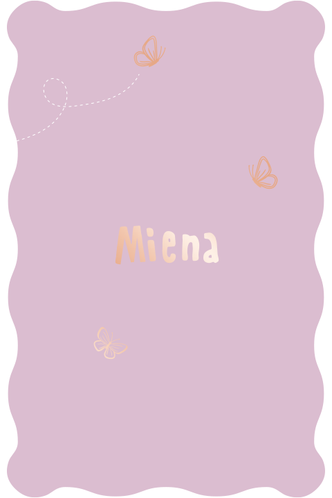 Roze geboortekaartje met vlinders en golfrand